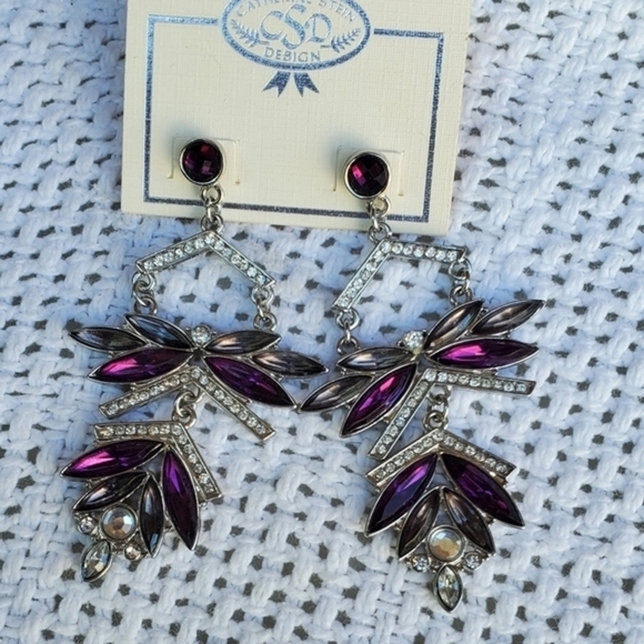Catherine Stein Sparkly Dangle Earrings NEW - Picture 1 of 5